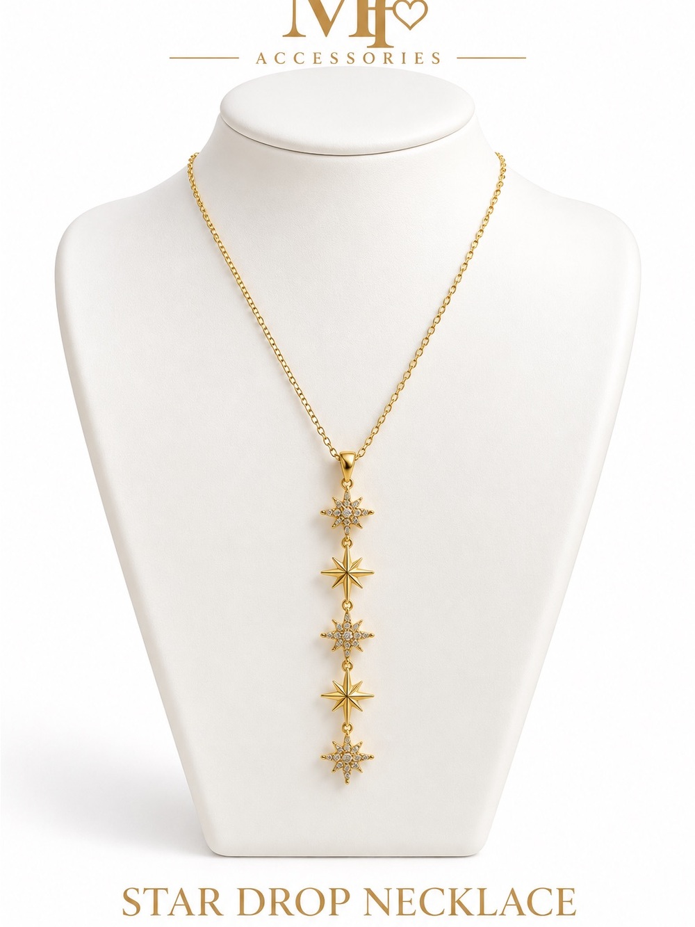 Gold Star Drop Necklace
